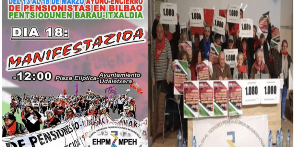 Pensionistas de Euskal Herria denuncian acuerdo entre el gobierno y sus aparatos sindicales mediante un encierro-ayuno del 13 al 18 de marzo