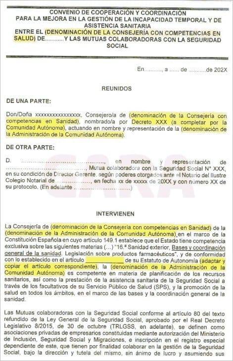 Copia del documento remitido a las CCAA