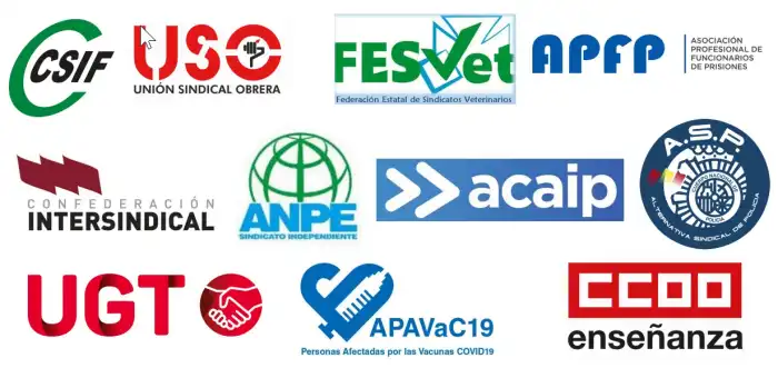 Sindicatos y asociaciones por el reconocimiento laboral secuelas vacunas COVID