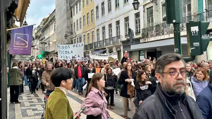Manifestación de docentes en Lisboa