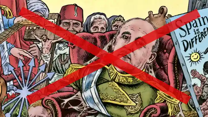 Comic alegórico del franquismo tachado