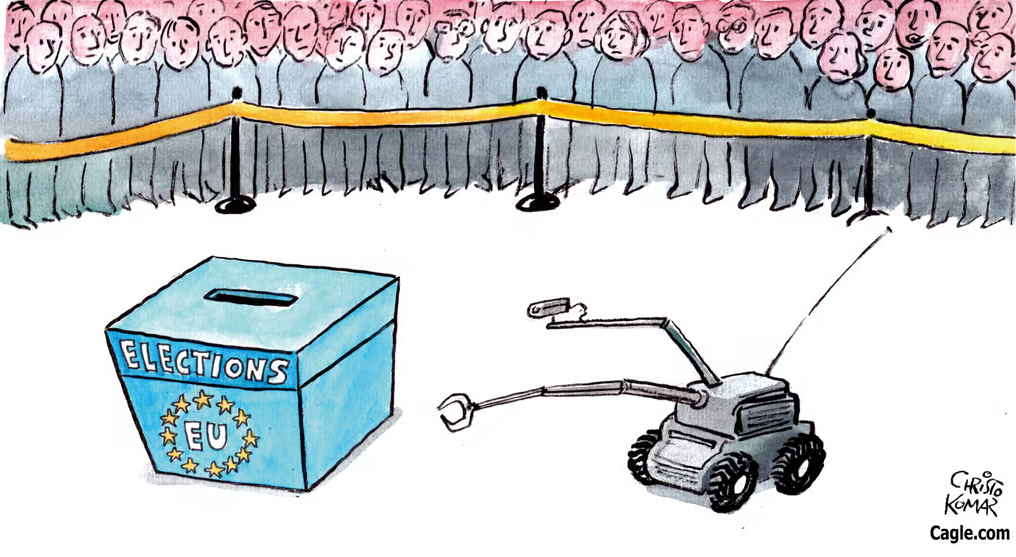Dibujo de urna electoral y operativo antibombas