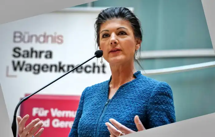 Foto de Sahra Wagenknecht en la tribuna