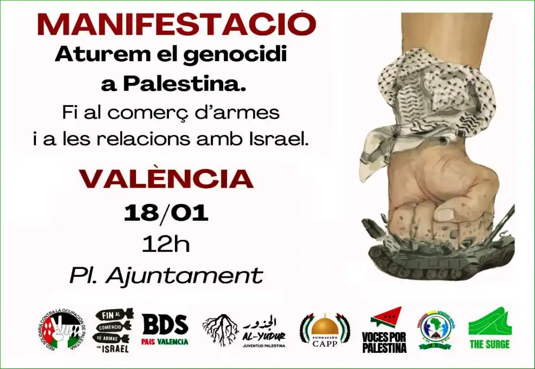 Cartel anunciador de la manifestación por Palestina