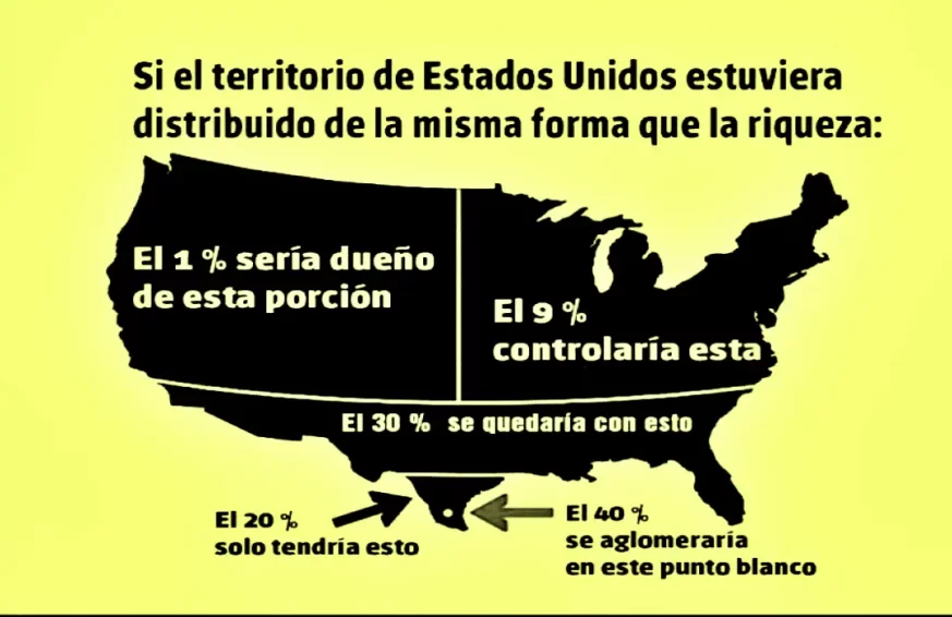 Mapa de estados unidos con la concentración de la riqueza