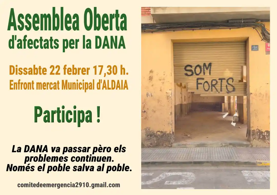 Cartel de la convocatoria del 22 febrero en Aldaia