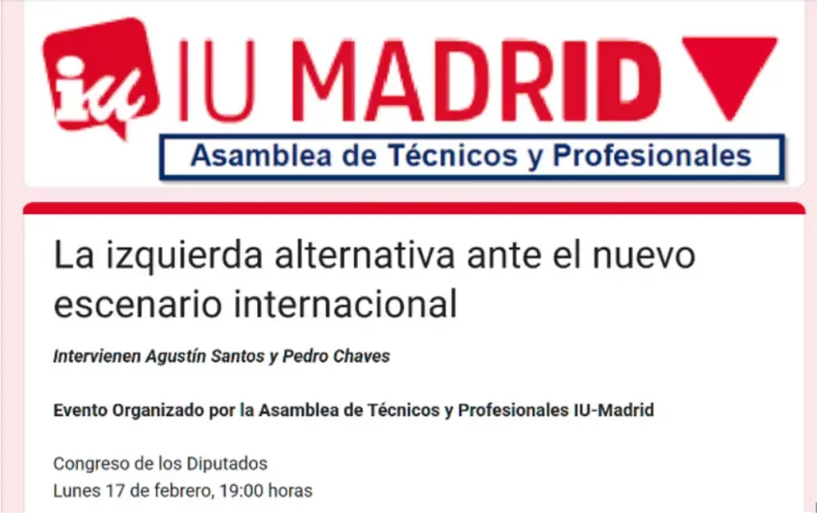 17 Febrero: debate «La izquierda alternativa ante el nuevo escenario internacional».