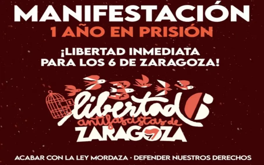 Parte del cartel por la libertad de los 6 de zaragoza