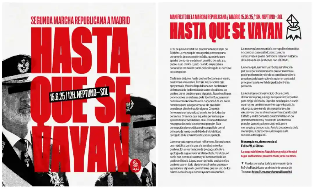Cartel y manifiesto de la marcha republicana del 15J
