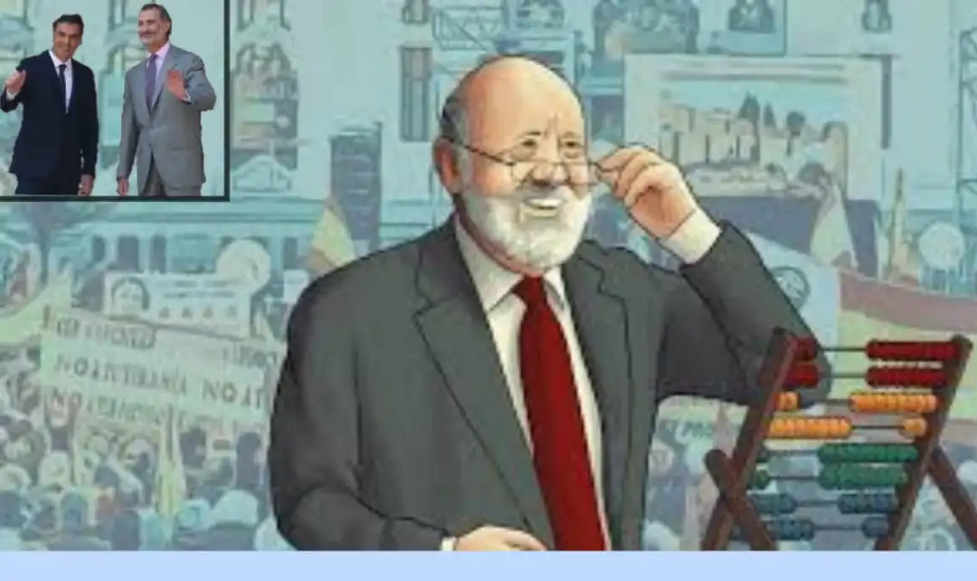 Composición dibujos de Tezanos, el rey y Pedro Sánchez