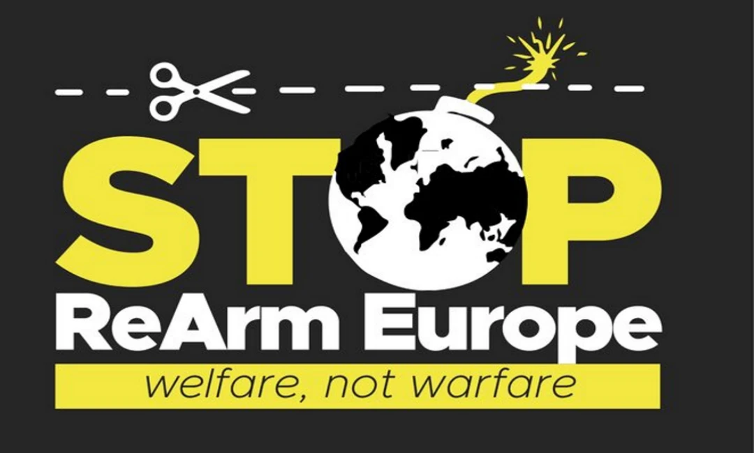Logo de la campaña stop rearm europe