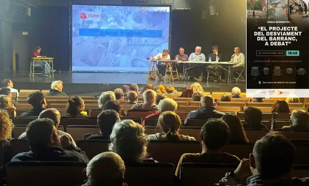 Foto del acto y cartel de la convocatoria del movimiento vecinal