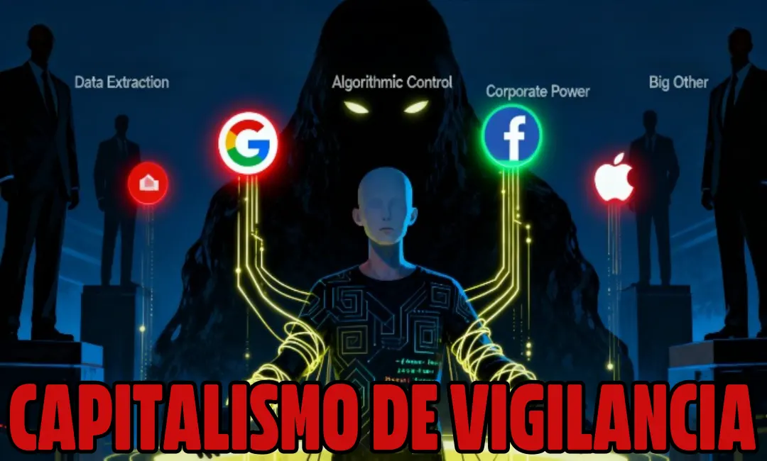 Ilustración sobre el capitalismo de vigilancia de las plataformas digitales