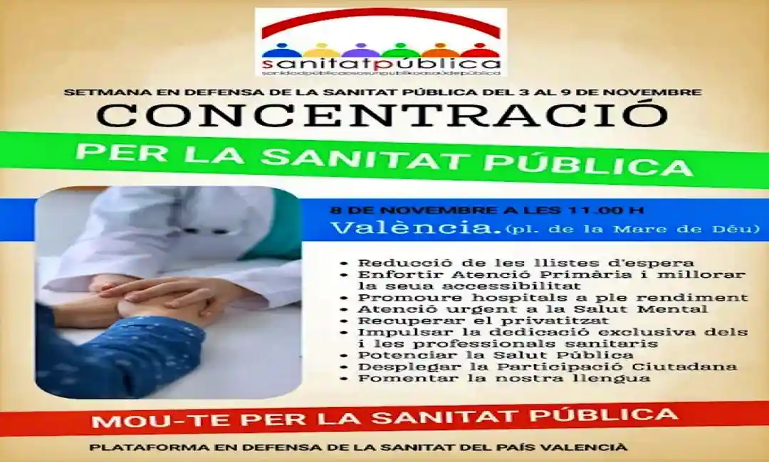 Concentración del 8 noviembre en defensa sanidad pública