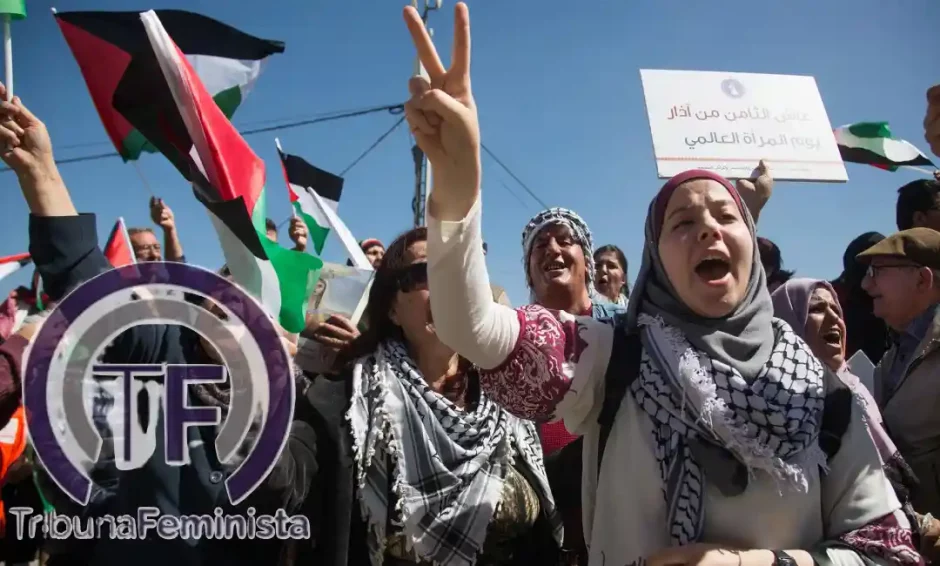 Foto de manifestación mujeres propalestinas