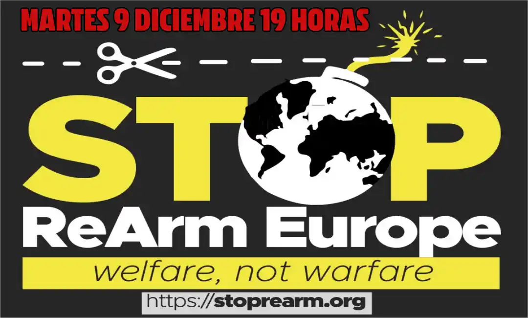 Cartel de Stop ReArm para el 9 de diciembre