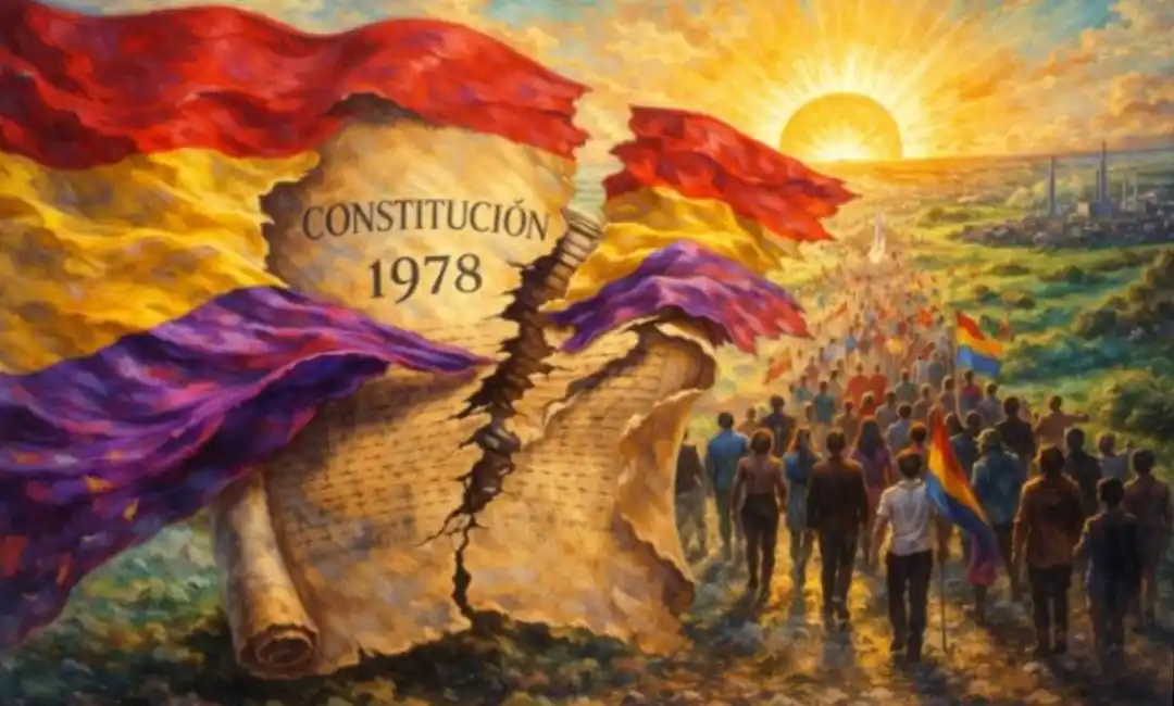 Imagen IA con bandera republicana y por la ruptura democrática