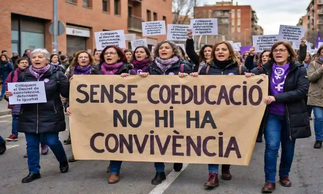 Pancarta de manifestación contra el decreto de Convivencia