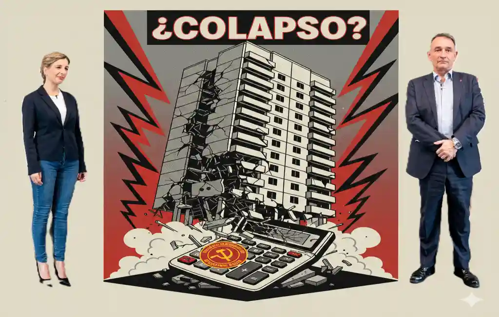 Composición por IA conteniendo las imágenes de Enrique Santiago y Yolanda Díaz.