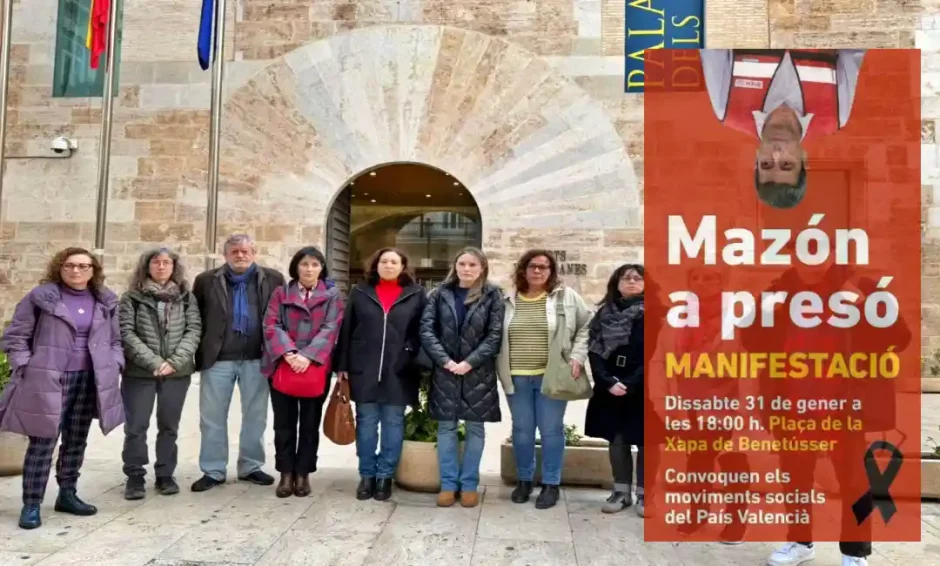 El 31 enero seguiremos exigiendo "Mazón a presó". 4 Rueda de prensa anunciadora de la convocatoria y cartel de la manifestación