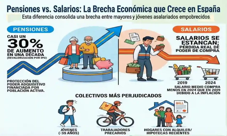 Infografia que muestra que la subida de las pensiones baja nivel consumo