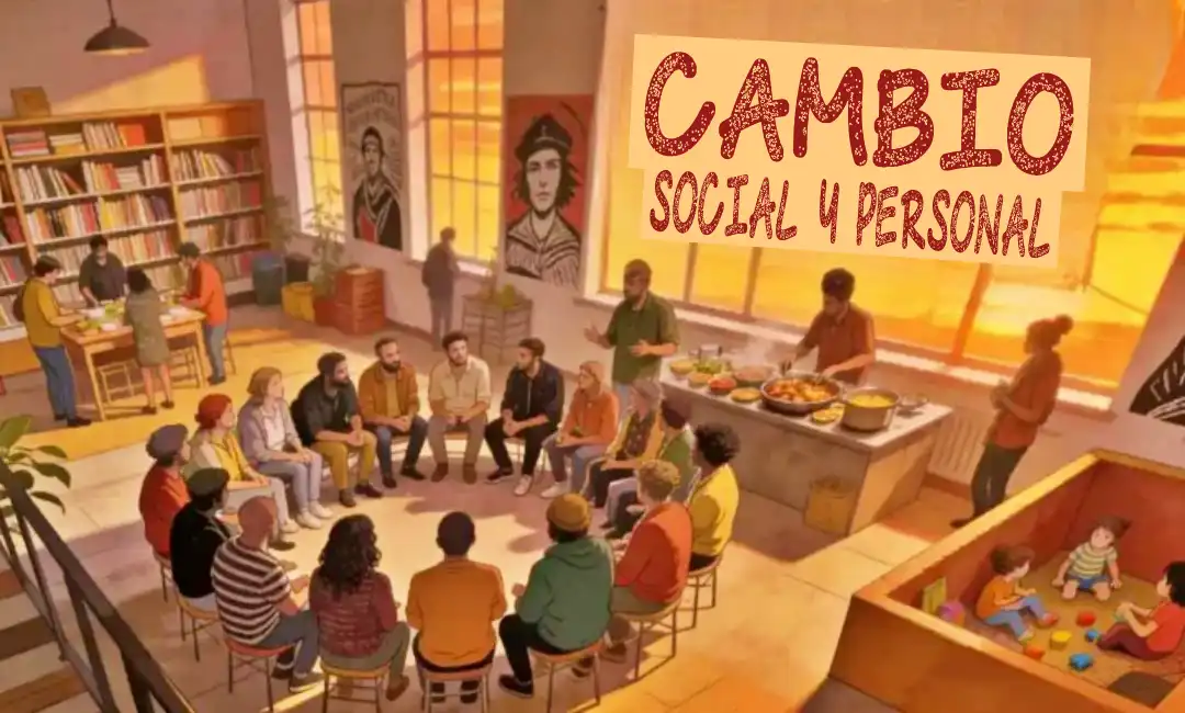 Más allá del activismo: por una militancia comunista transformadora. 1 Figuración por IA de un espacio convivencial