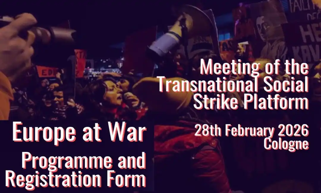 Cartel de la convocatoria del Encuentro Europeo contra la guerra