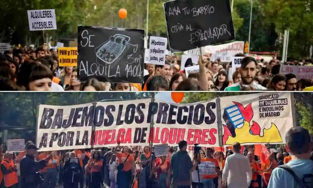 Manifestaciones de sindicatos de inquilinos en Madrid y Barcelona