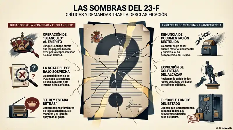 La memoria desclasificada del 23F por el Gobierno Sánchez: sesgada y torticera. 2 sombras23F
