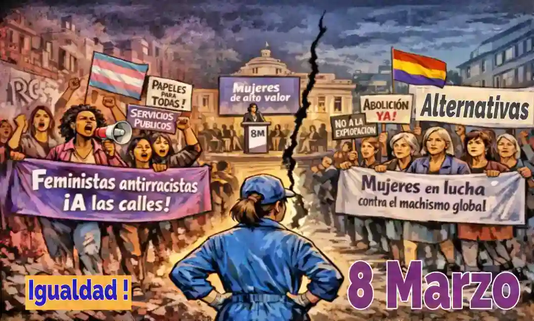 Diseño por IA que muestra las divisiones en el movimiento feminista