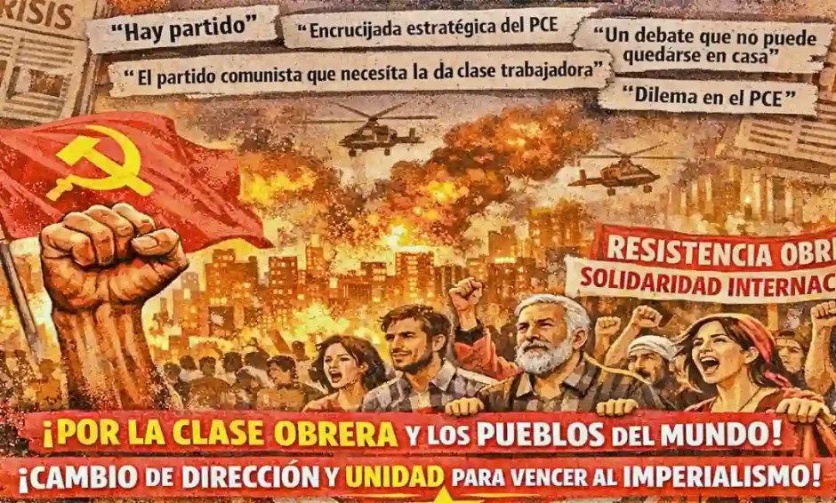 Imagen por IA sobre Congreso del PCE y urgencias mundiales