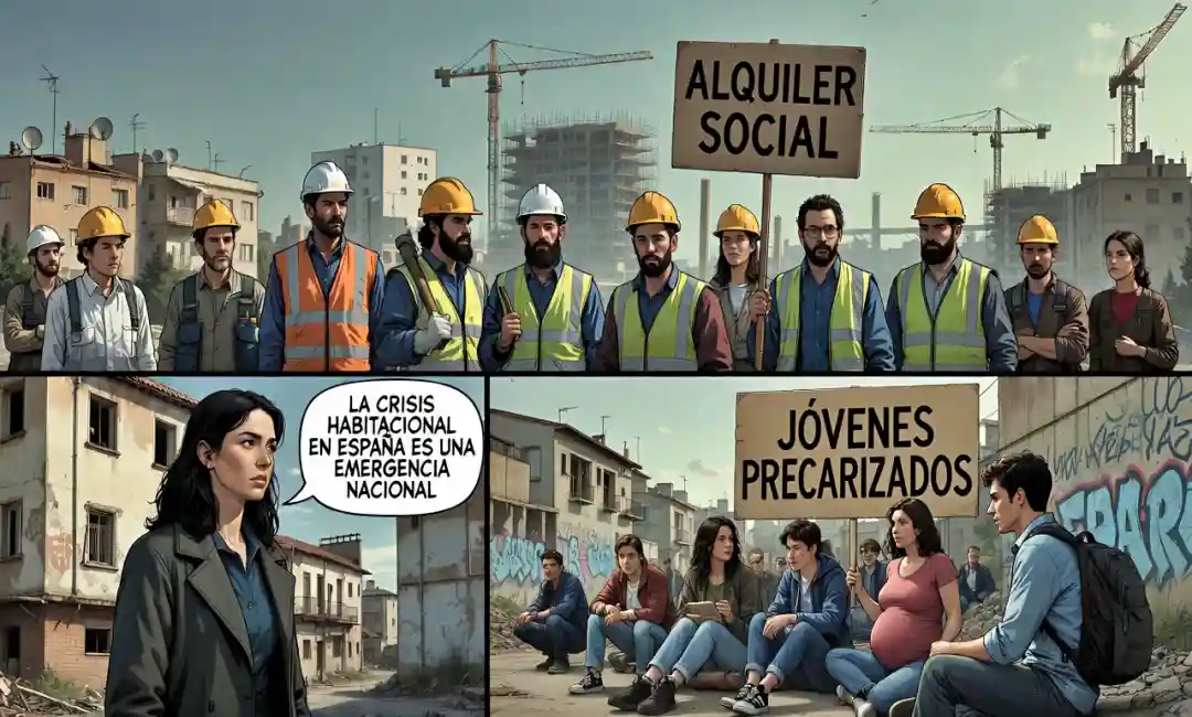 Composición por IA sobre problemas vivienda clase trabajadora y juventud