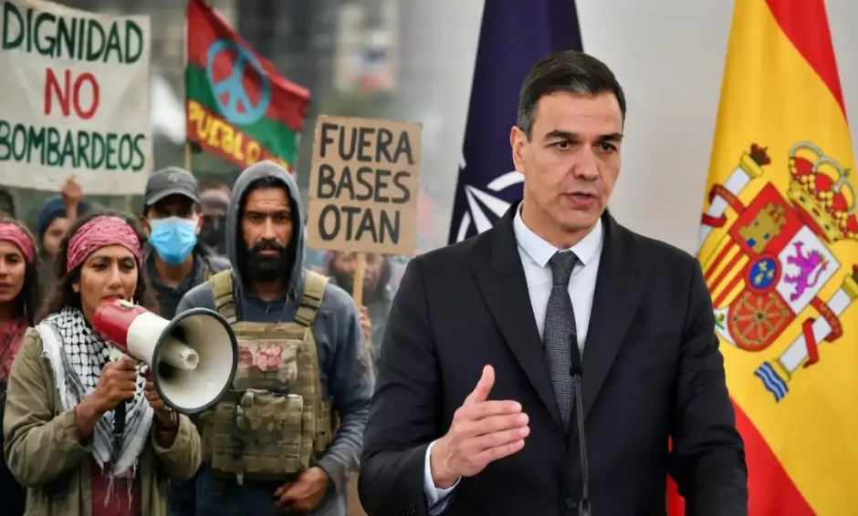 Imagen IA presidente gobierno espoleado por manifestantes