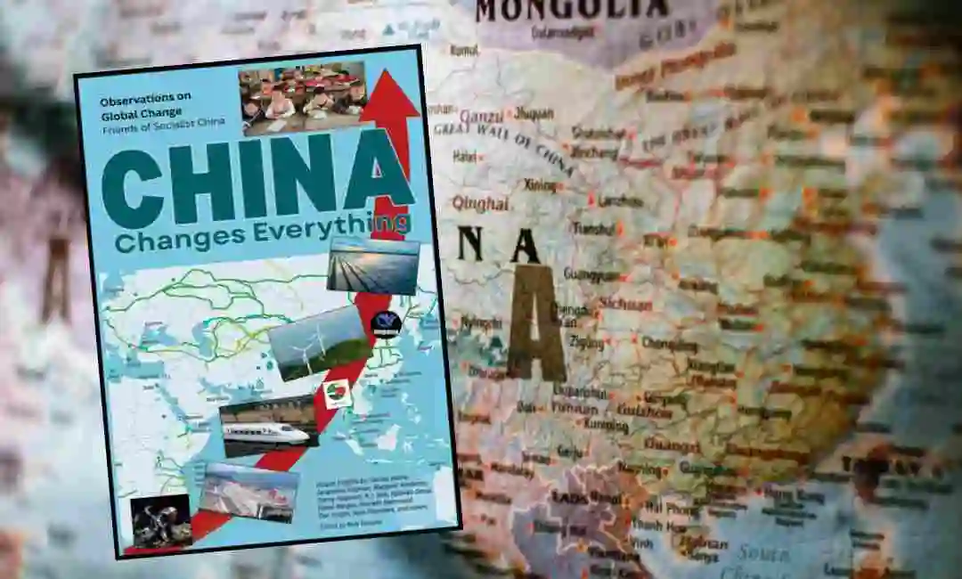 Mapa de China con resalte de portada del libro.
