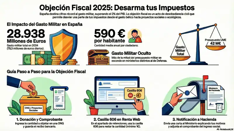 Objeción fiscal al gasto militar. Campaña IRPF 2025. 2 infohaciendagastomilitarunnamed