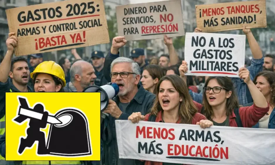 Más de 65.000 millones de gasto militar en el Estado español en 2025 que llegan al 4,69% del PIB para control social.
