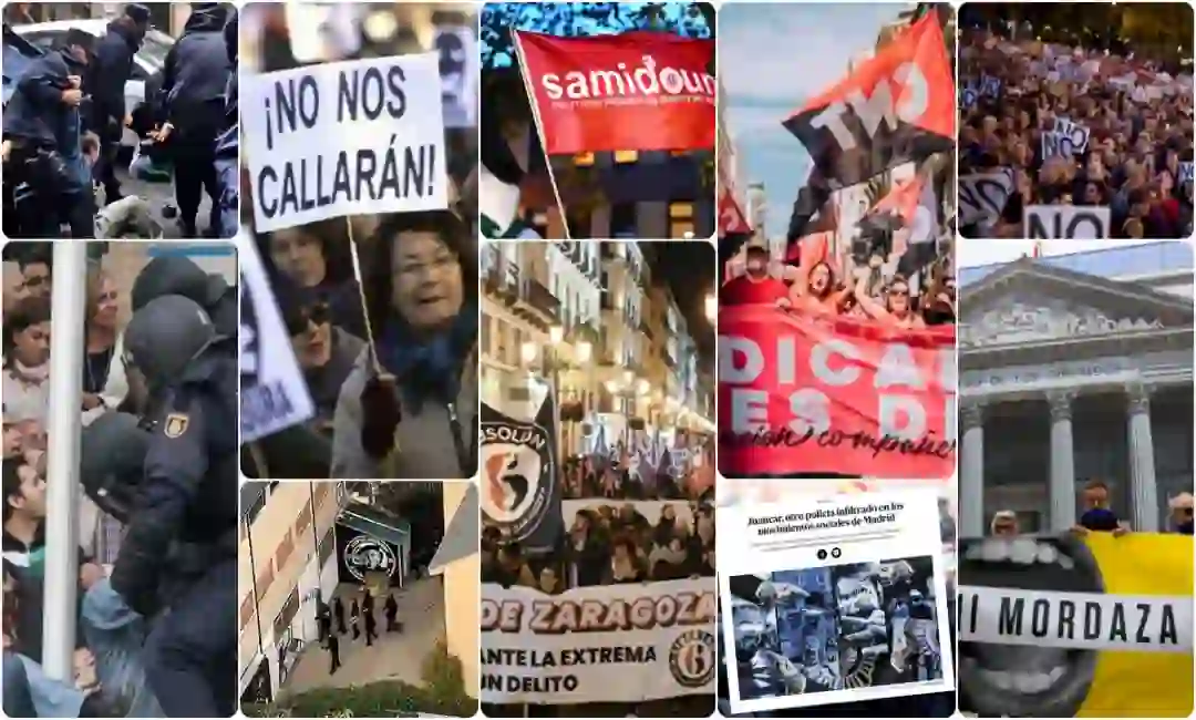 Collage de recortes de prensa sobre prácticas rerpresivas
