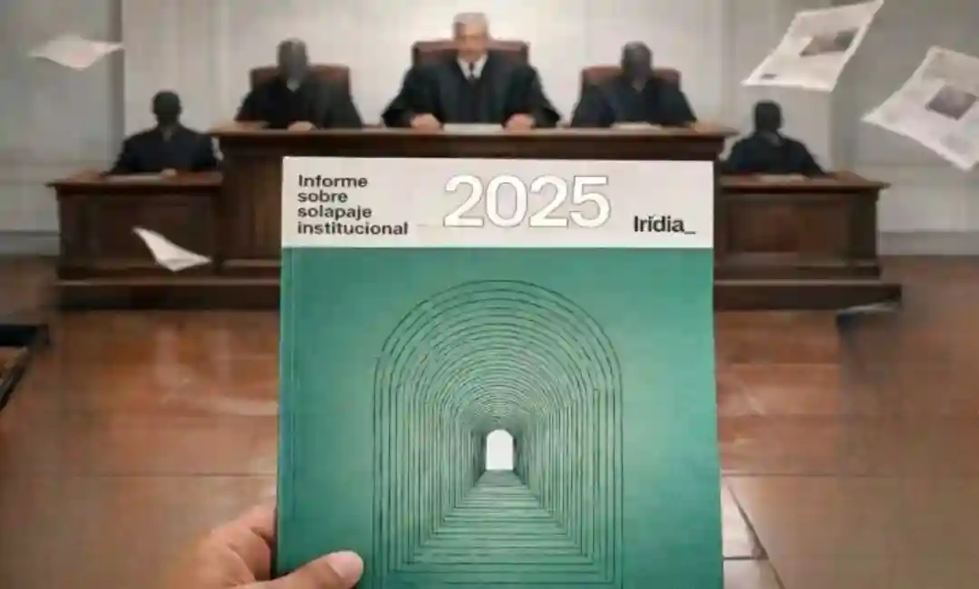 Simulación por IA tribunal justicia y libro de Iridia