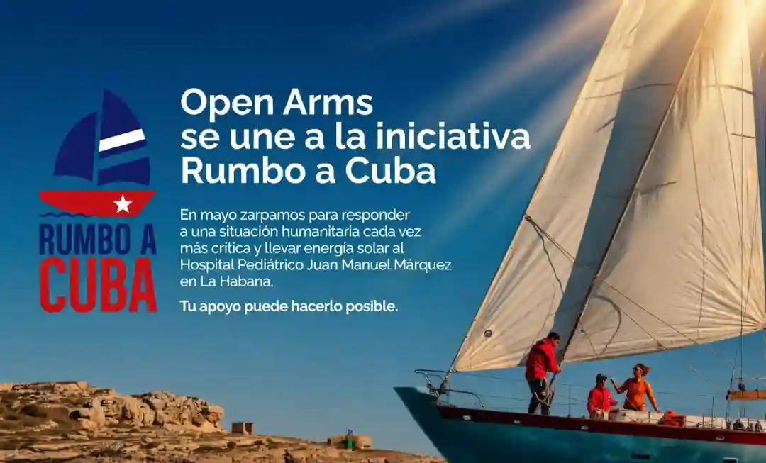 Parte del cartel de Open Arms sobre la escalada