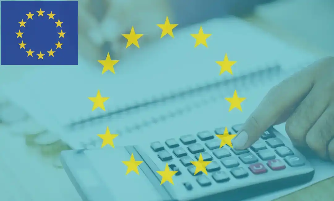 Composición con estrellas de la UE y calculadora