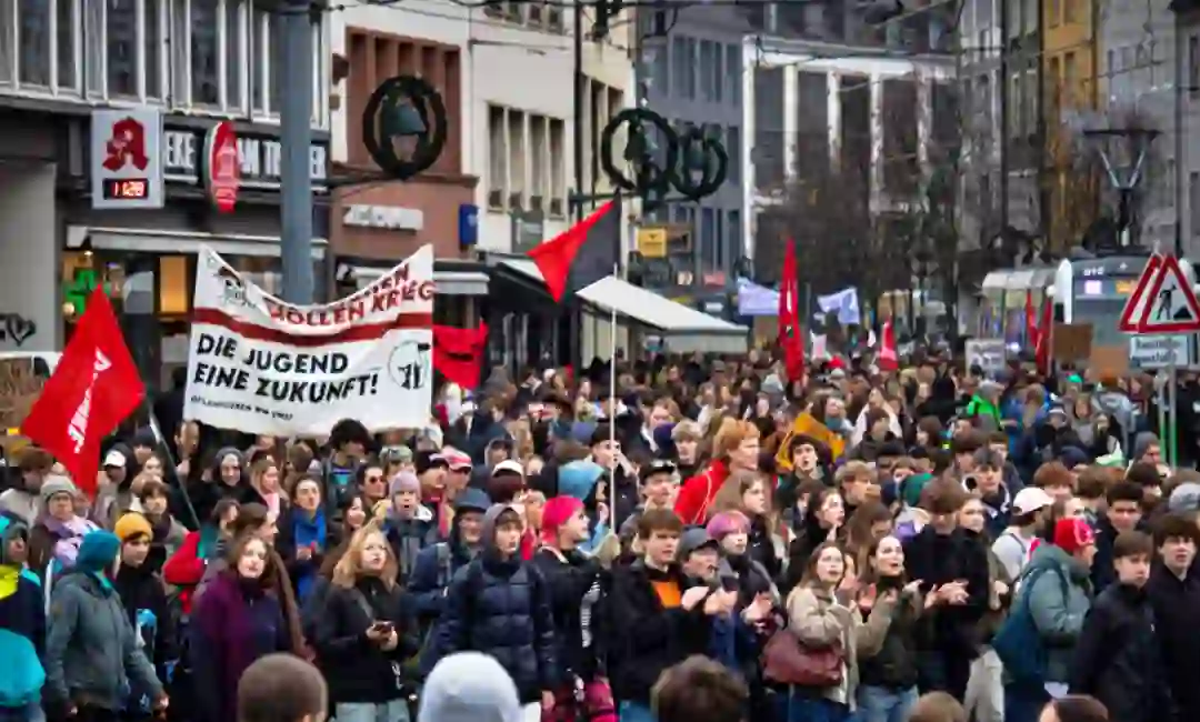Foto de archivo de manifestación jovenes alemanes