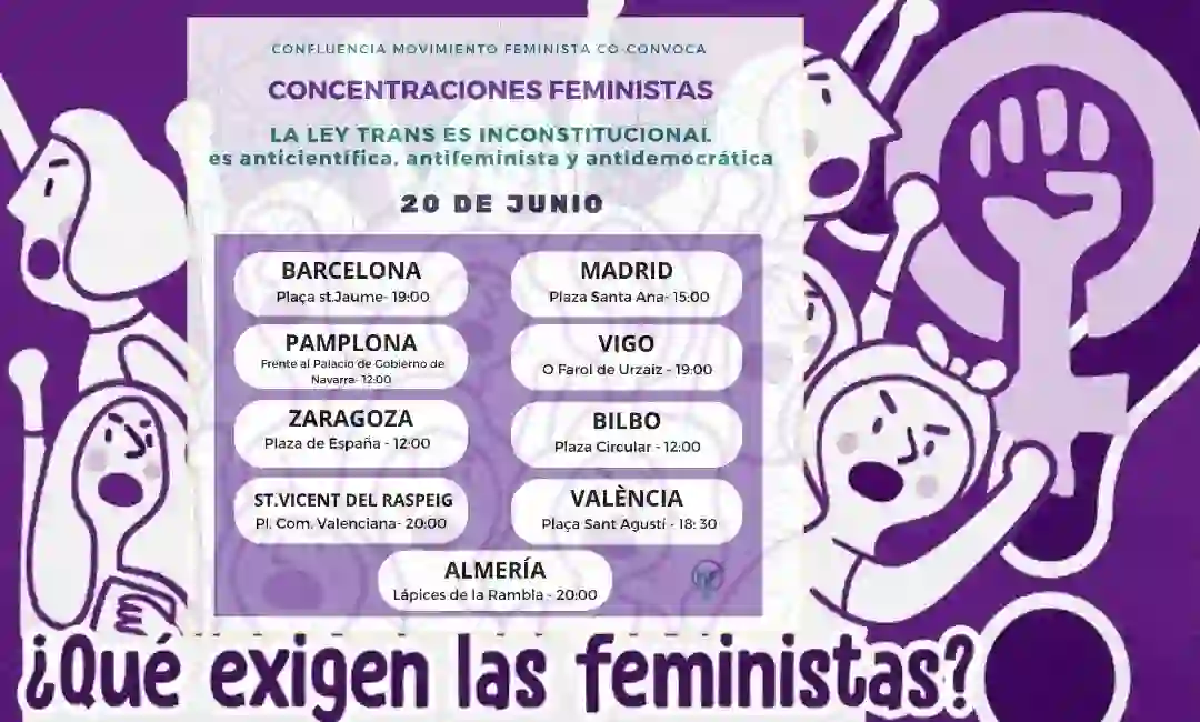Convocatorias del 20 de junio contra la ley trans
