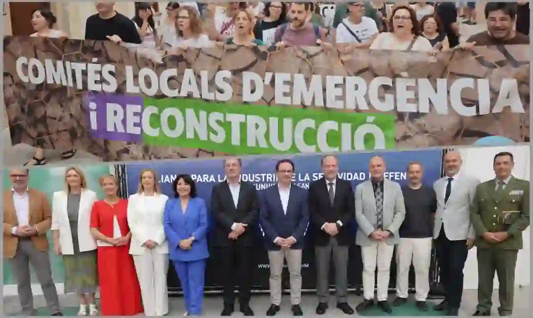 Collage de fotos sobre manifestación del CLER y anuncio de inversiones armamentistas