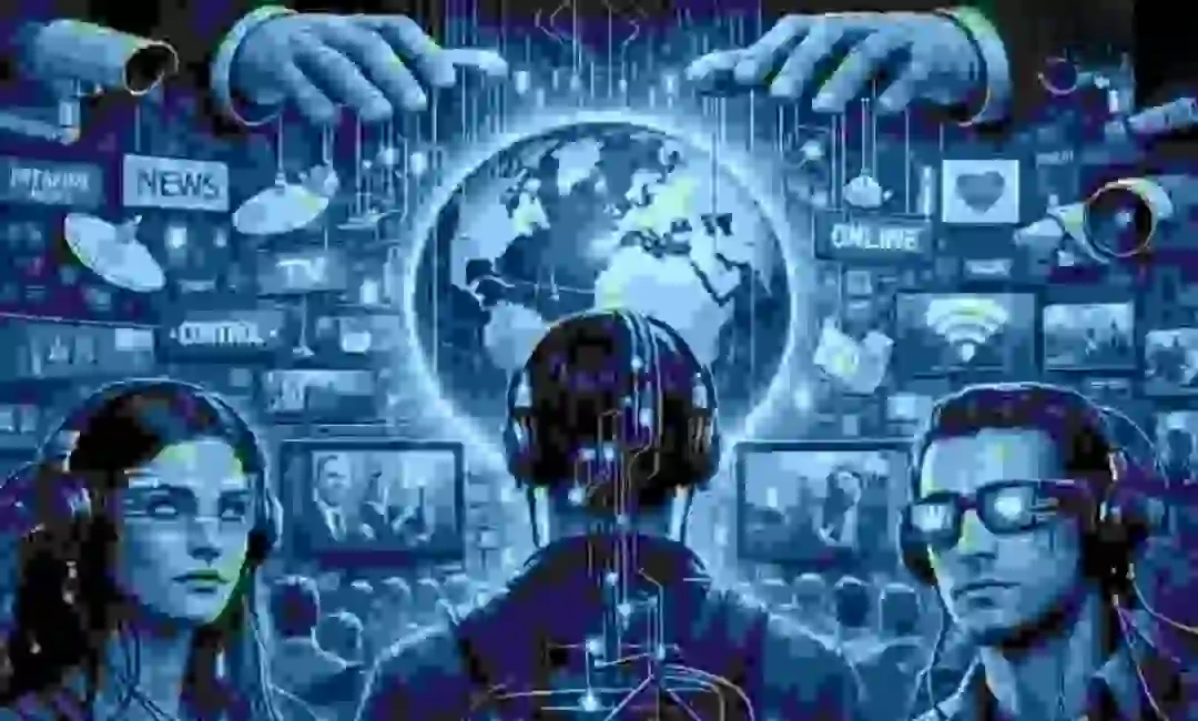 Composición popr IA mostrando un mundo dominado por las redes