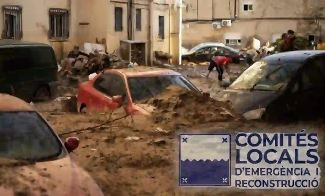 Foto de archivo de las inundaciones de la DANA y logotipo del CLER