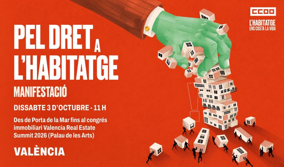 Manifestación por el derecho a la vivienda, este 3 de octubre, en Valencia.