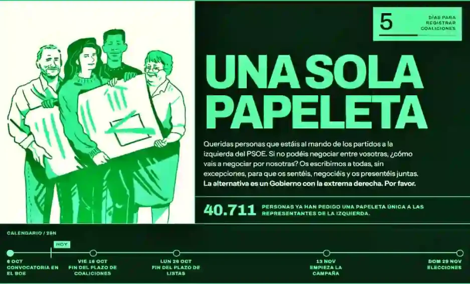 Una sola papeleta de la izquierda para el 29 N.